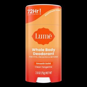 Lume Whole Body Deodorant Solid Stick Aluminum Free Clean Tangerine 2.6 oz.